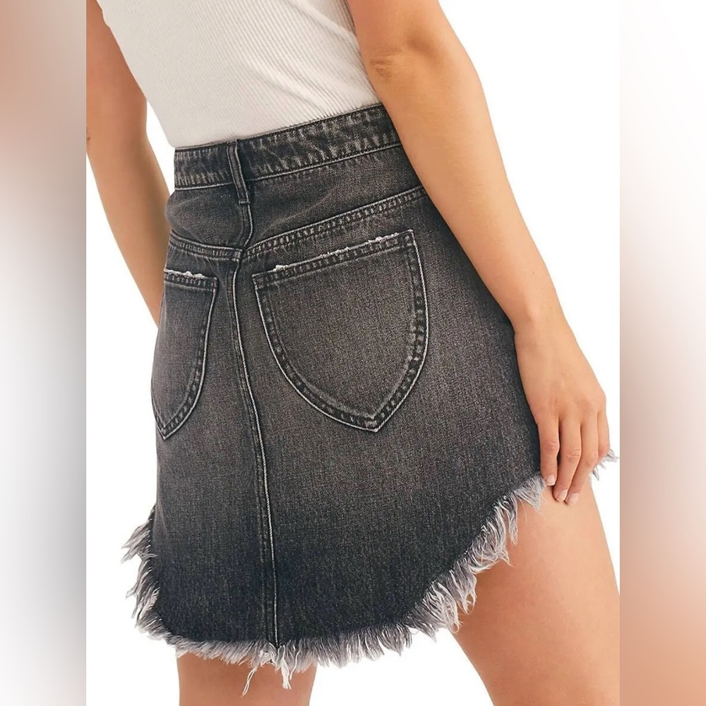Free People We The Free Bailey Fringe Denim Mini Skirt - Picture 3 of 13